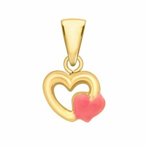 9ct Yellow Gold Pink Crystal  Heart Belly Bar Solid 9 Carat Gold 