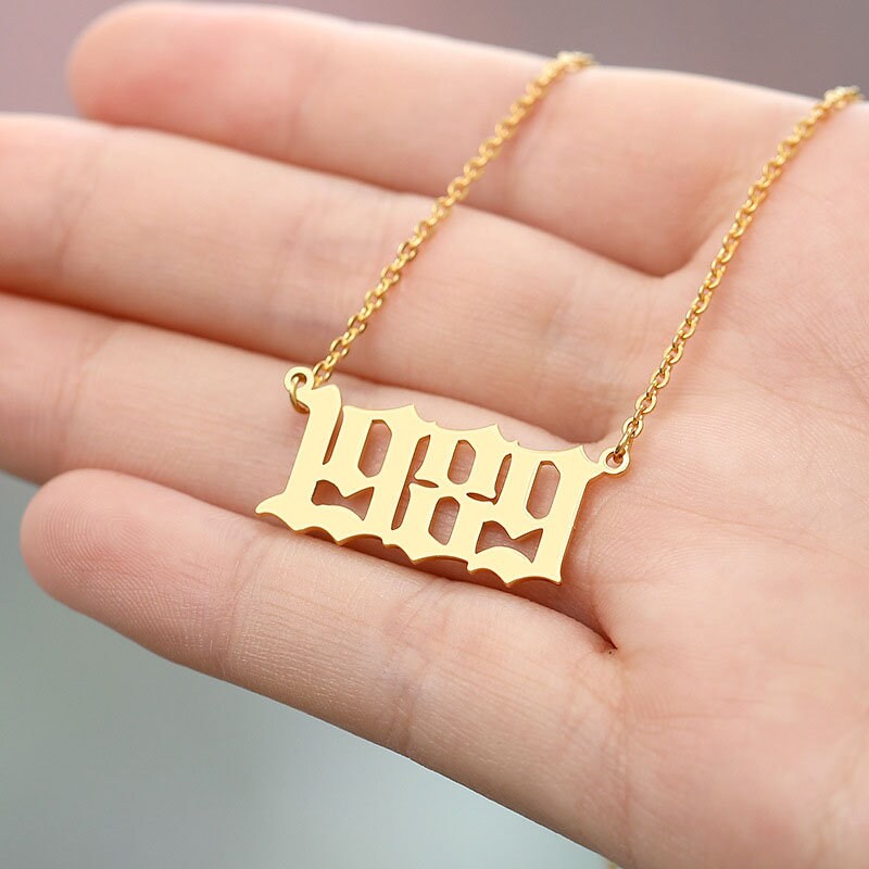 1995-1998 Year Date Number Necklace English Birth Pendant Choker Necklace 1995-1998 Year Date Number Necklace English Birth Pendant Choker Necklace