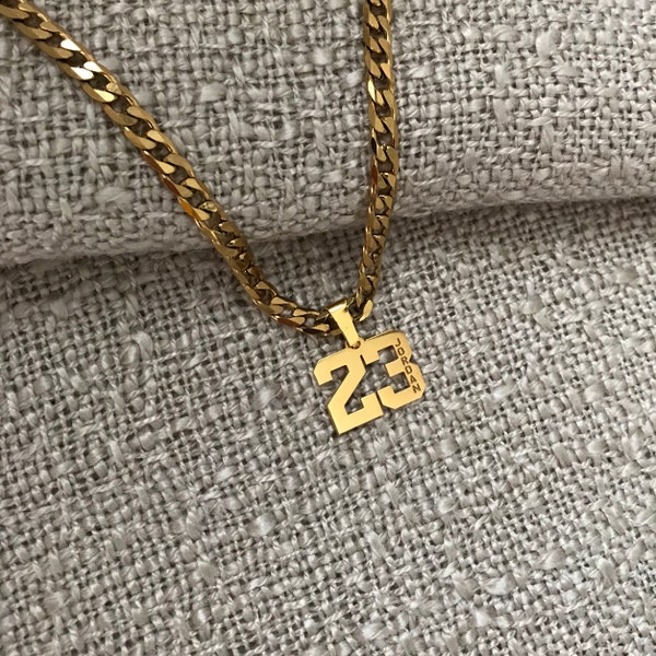 14K Gold Necklace For Men Sports Fan, Baseball Pendant Silver 23 Necklace for Boys, Silver Number Necklace Valentines Day Gift For Boyfriend