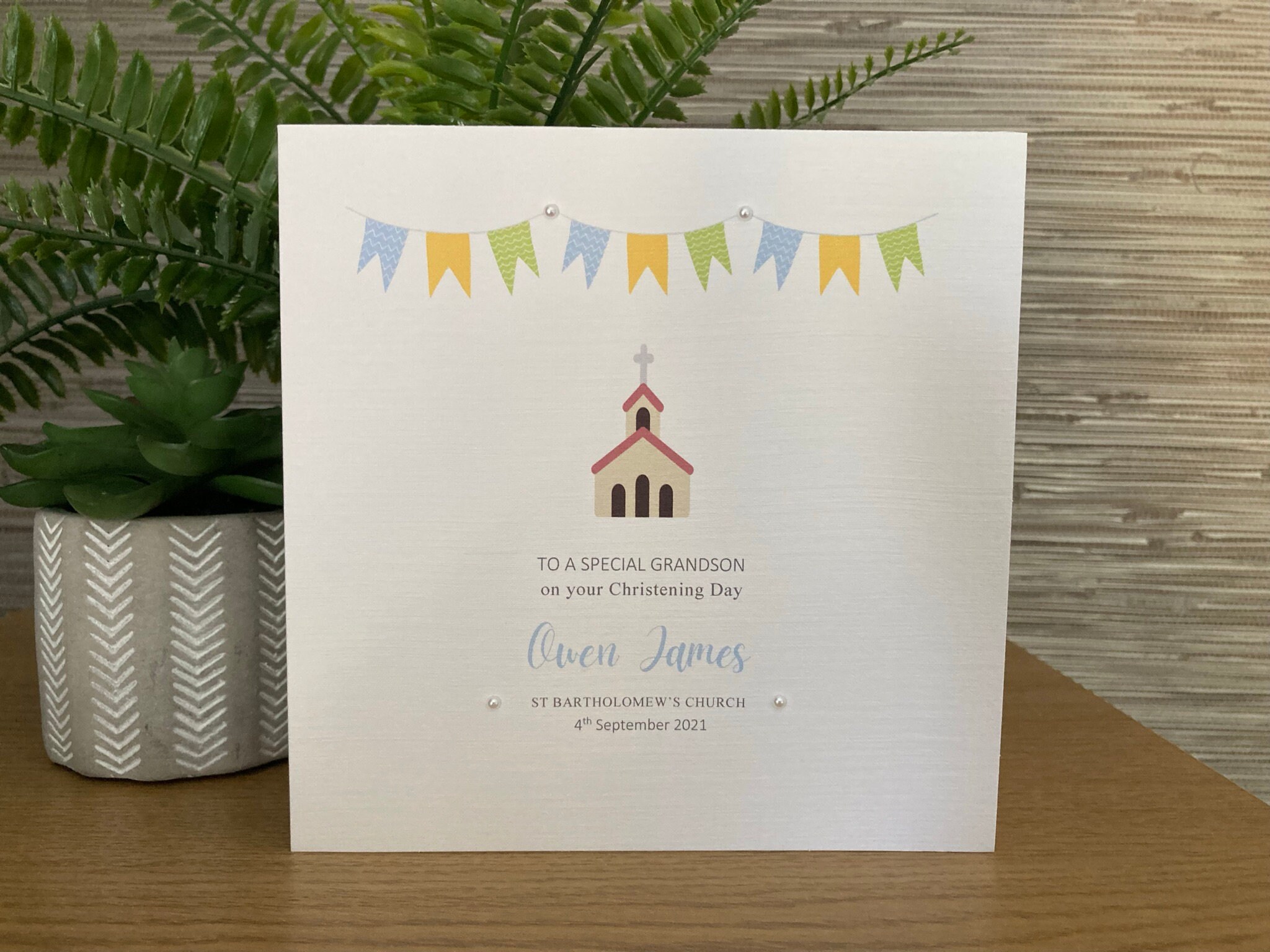 Personalised Boy Christening Card 'Church' Etsy
