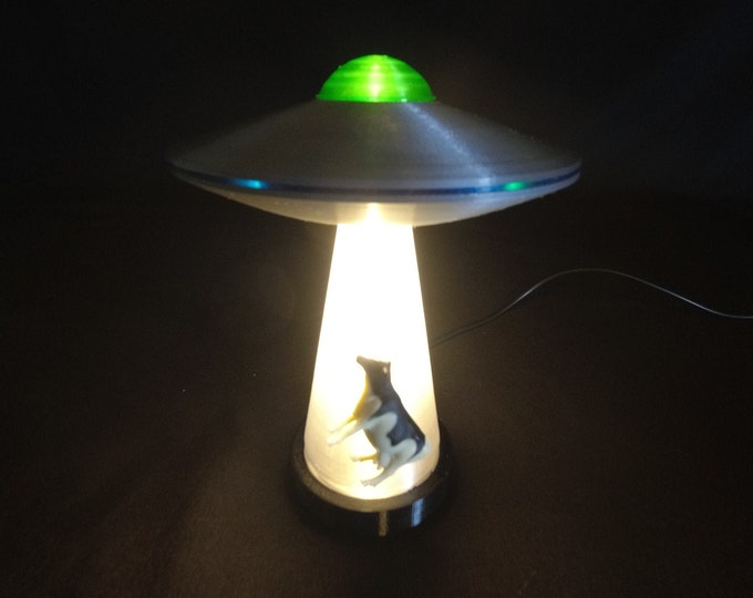 The Original Alien Abduction Lamp - UFO Cow Flying Saucer LED Night ...