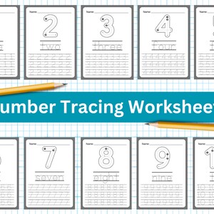 Numbers Tracing Worksheets, 1-10 , Preschool Worksheets, Numbers Tracing, Kindergarten Handwriting Practice, Homeschool, Preschool Activity