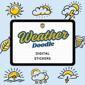 Stickers icônes météo | Autocollants goodnotes Objets rétro | autocollants ipad | PNG