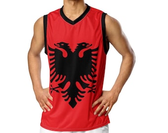Camiseta de baloncesto unisex reciclada con la bandera de Albania