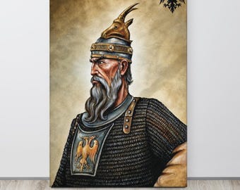 Skanderbeg Portrait Canvas Print | Albanian National Hero Medieval Warrior Art