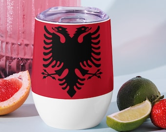 Albanian Flag Wine Tumbler