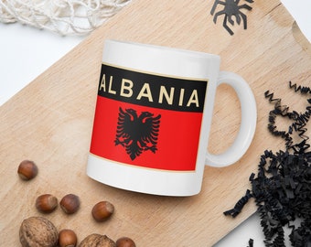 Albania White glossy mug