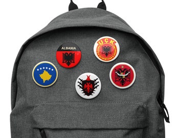 Albanian Symbols Set of Pin Buttons