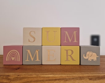 Personalised Wooden Name Blocks | Custom Baby Name Gift | Nursery Decor | Handmade Wooden Blocks