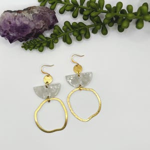 Geometric Gold Dangle Earrings, Minimalist Earrings, Abstract Earrings, Boho Earrings, Handmade Earrings,Gifts For Her