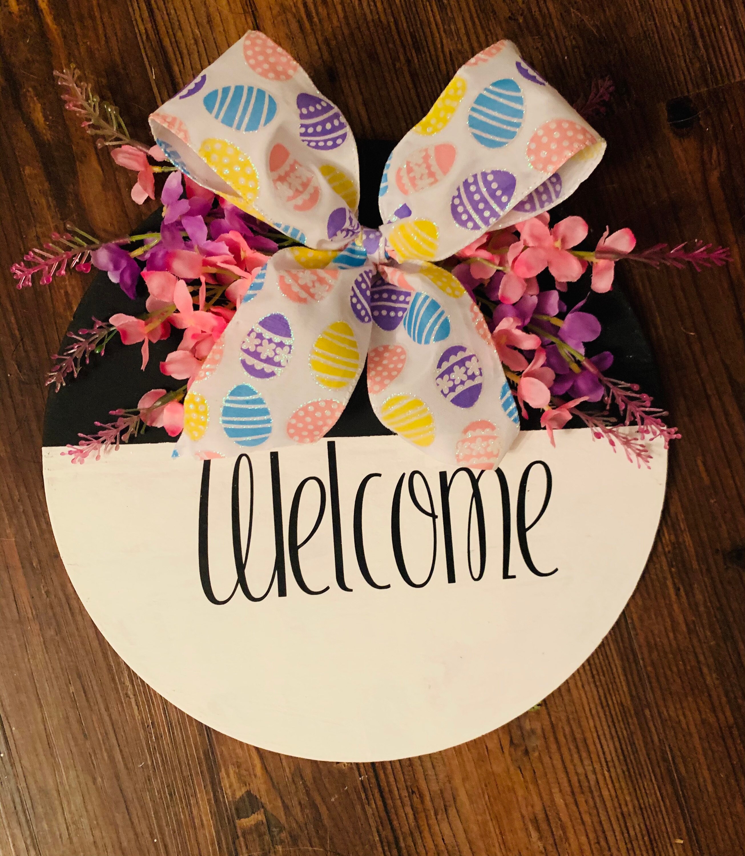 Easter Sign With Bow and Easter Color Floral Accent Etsy UK