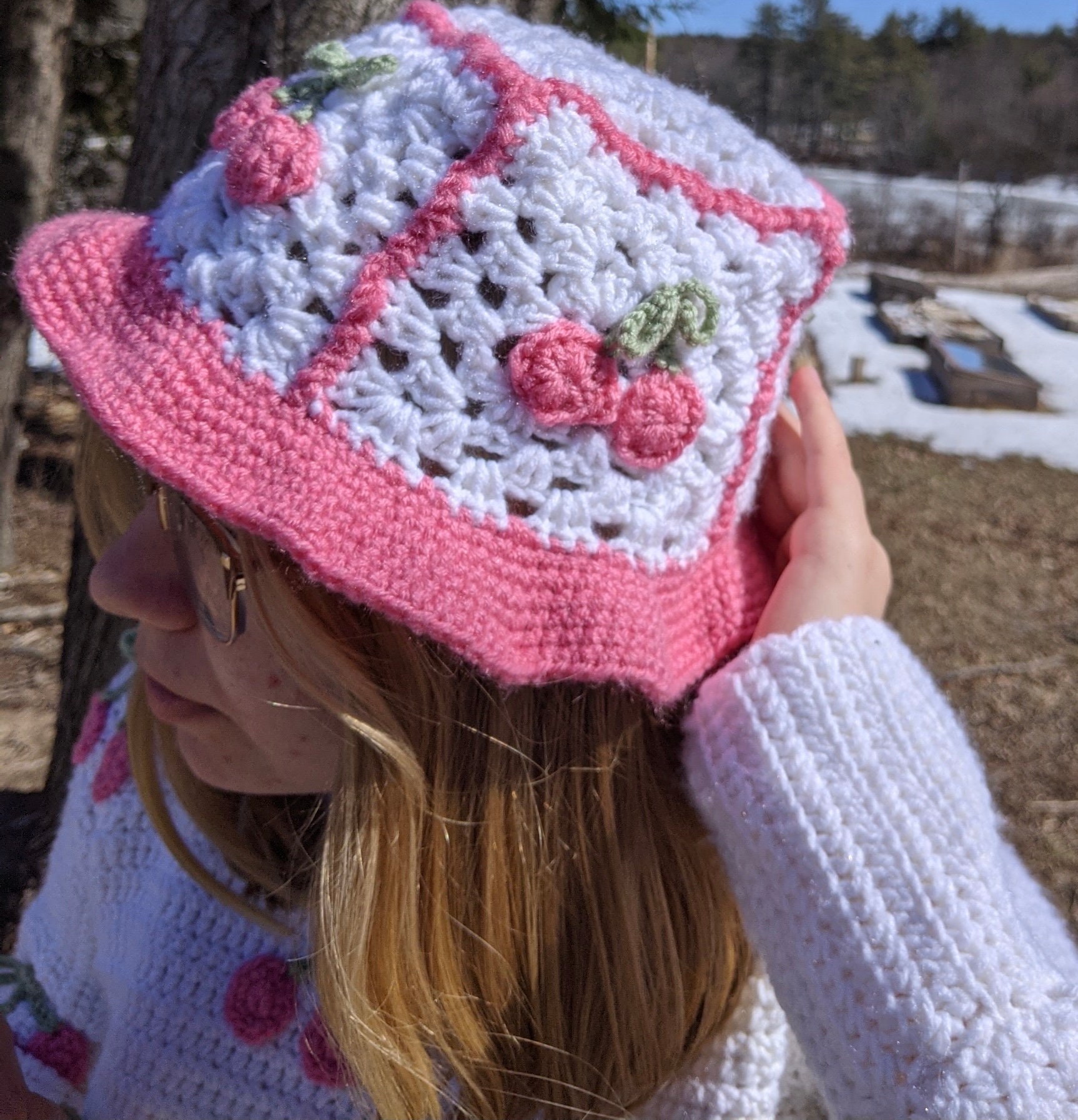 Crochet Bucket Hat Cherry Bucket Hat 