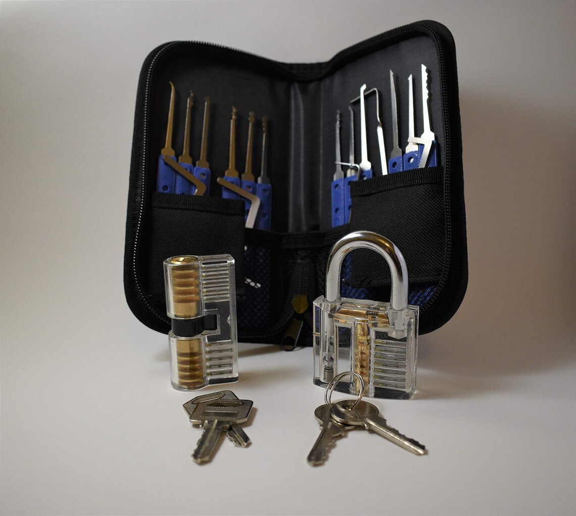 19 Pc Lock Pick Training Set with 2 clear training locks. Etsy