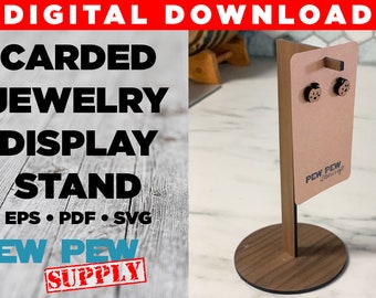 Carded Jewelry Display Stand Cut File, SVG Laser Cutter File, Earring Display Holder, Craft Show Display, Simple Display, Jewelry Holder