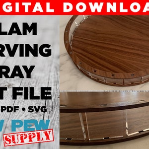 Round Laser Cut Serving Tray File, Round Tray, File, Acrylic Serving Tray, Wood Serving Tray, Short Round Tray, Round Laser Tray