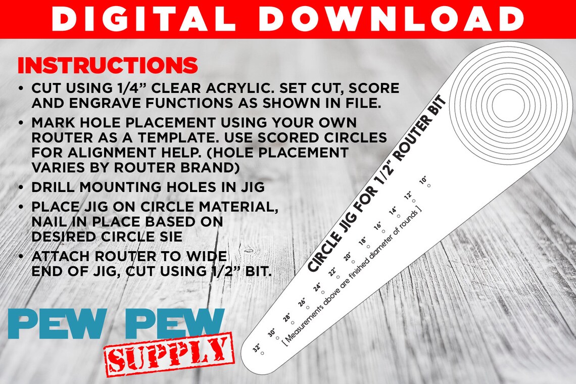 Laser cut file Circle Jig for Router Router Jig Circle Cut Etsy