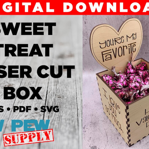 Sweet Treat Box Laser Cut File, Valentine's Day, Heart Candy Box, Sweets for the Sweet, Candy Box Laser Cut, Candy Dish, Desktop Candy