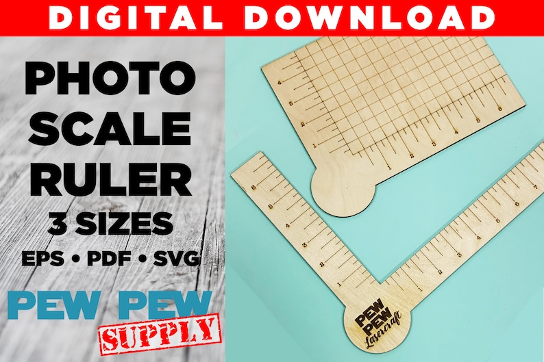 Photo Ruler Laser Cut File, Photo Prop Ruler, Reference Size for Photos, Ruler SVG File, Laser Cut Ruler, Photo Ruler, Product Size Ruler image 1