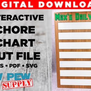 Customizable White Board Chore Chart, Laser Cutter File, Laser Cut Chore Chart, Chart Cut File, To Do List, Erasable Chore Chart