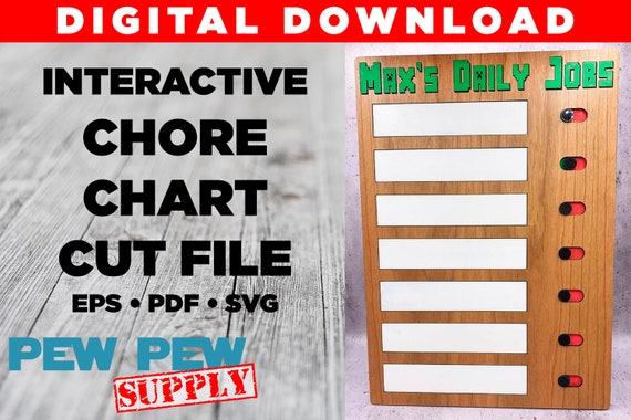 Customizable White Board Chore Chart, Laser Cutter File, Laser Cut Chore Chart, Chart Cut File, To Do List, Erasable Chore Chart
