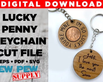 Lucky Penny Keychain Cut File SVG, Valentine's Day, Anniversary, Couple Gift