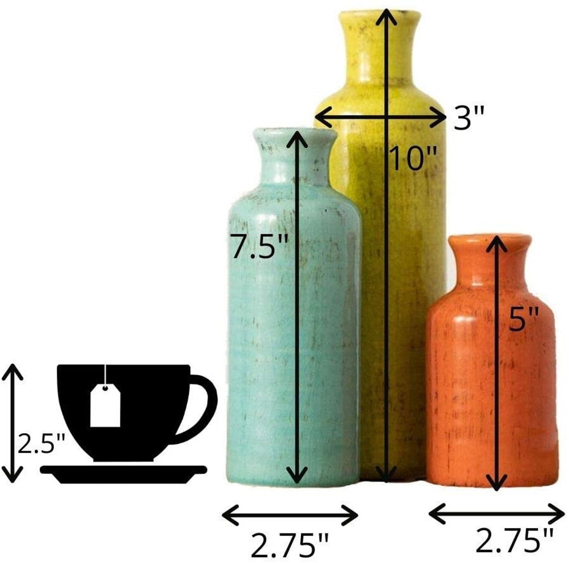 Small Ceramic Vase Set Rustic Home Décor Set of 3 Vases Etsy