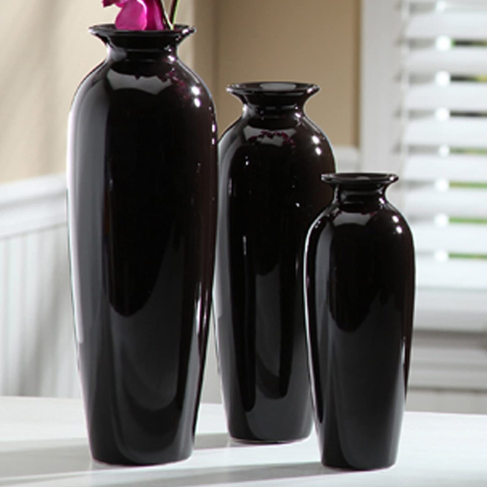 Set of 3 Black Ceramic Vases in Gift Box. Ideal Gift for Etsy
