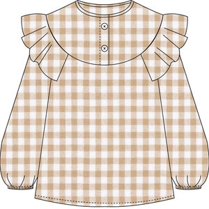 Blouse with ruffles PDF, girl blouse pattern, sewing pdf, blouse pdf, sewing patterns, children's patterns, long sleeve pdf, ruffle blouse.