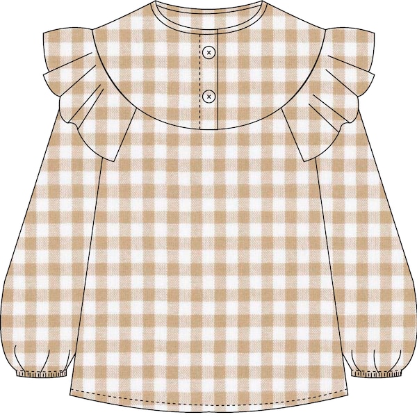 Blouse with ruffles PDF, girl blouse pattern, sewing pdf, blouse pdf, sewing patterns, children's patterns, long sleeve pdf, ruffle blouse.