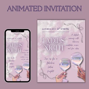Ladies Night Flyer, Animated Mobile Canva Template, Editable Girls Night Out E-Vite, Girls Night Out Invite, Mobile Animated E-Vite