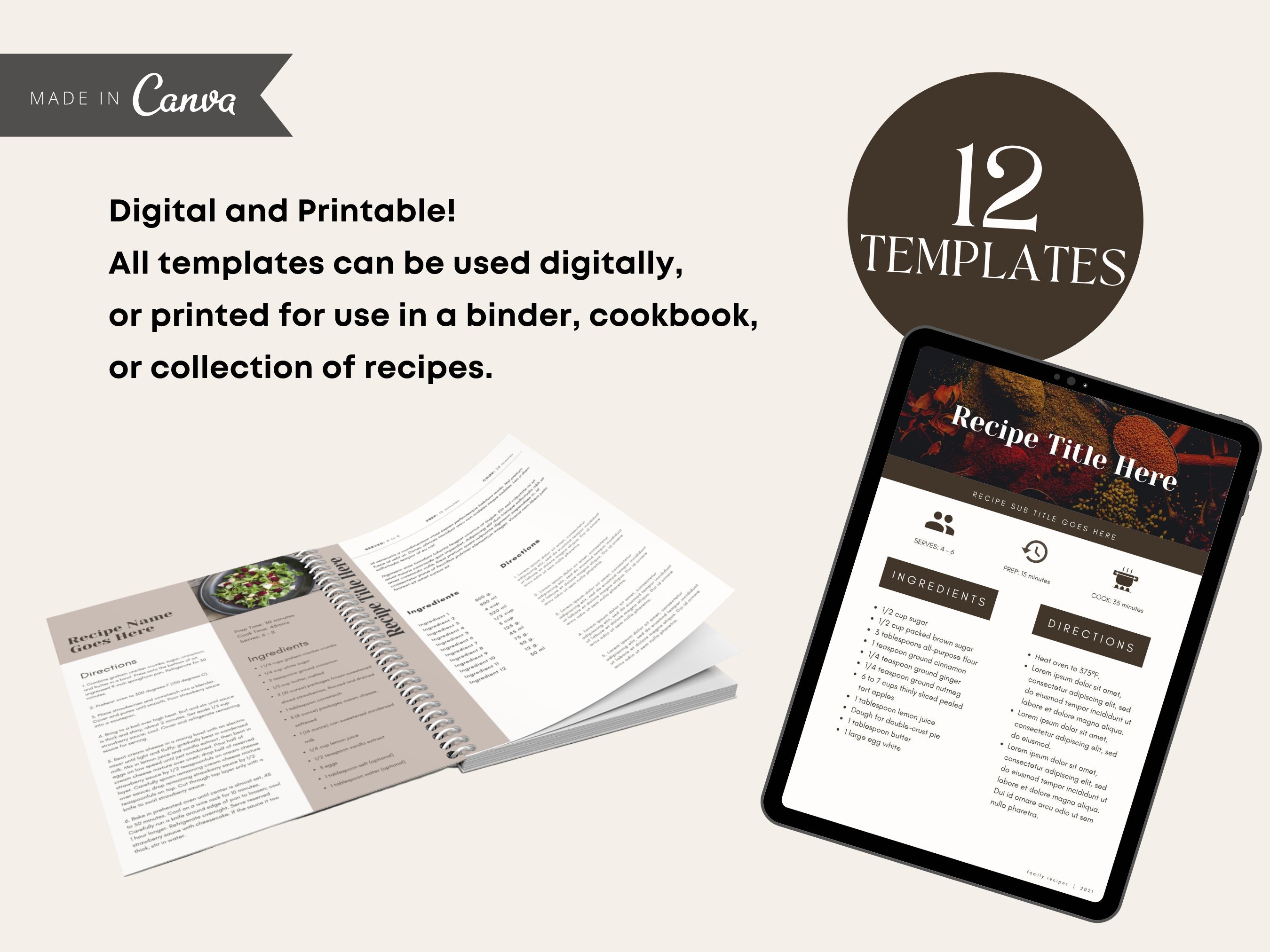 Recipe Page Templates Editable Recipe Template Printable Recipe Page ...