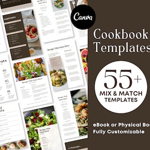 Cookbook Templates Canva Recipe Book Template eBook Cookbook Customizable eBook Recipe Template Cookbook Template for Chefs Digital Book