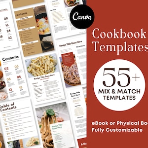 Cookbook Templates Canva Recipe Book Template eBook Cookbook Cookbook Template Canva Recipe Book Template Digital Cookbook for Creators