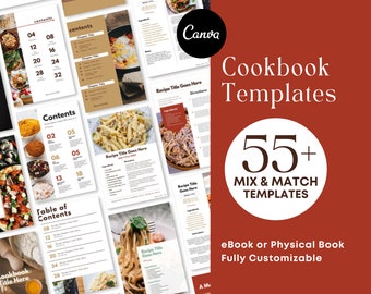 Cookbook Templates Canva Recipe Book Template eBook Cookbook Cookbook Template Canva Recipe Book Template Digital Cookbook for Creators