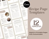 Recipe Page Templates Editable Recipe Template Printable Recipe Page Canva Recipe Book Template eBook Recipe Template for Foodies