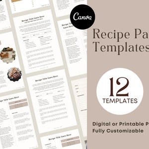 Recipe Page Templates Editable Recipe Template Printable Recipe Page Canva Recipe Book Template eBook Recipe Template for Foodies