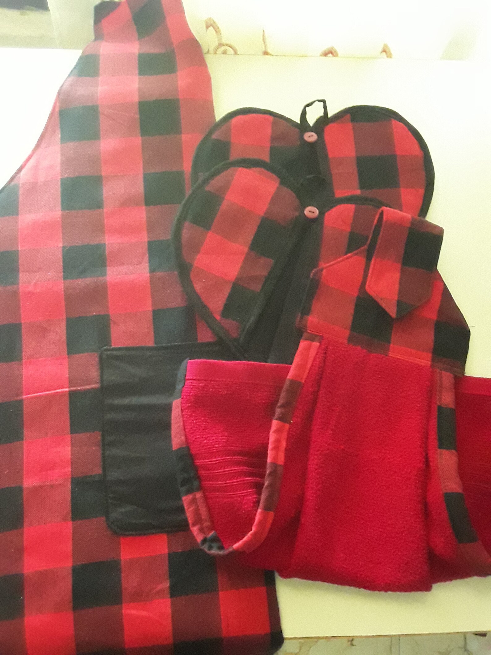 Buffalo Plaid Apron / pot holder / hanging kitchen towel Etsy