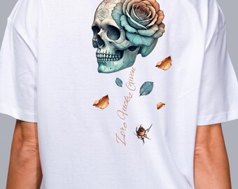Skull Rose head Zero F**ks Given PNG ONLY