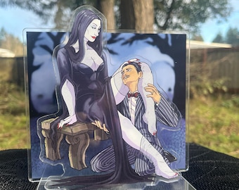 Addams Family Acrylic Standee: Morticia and Gomez in Cemetery