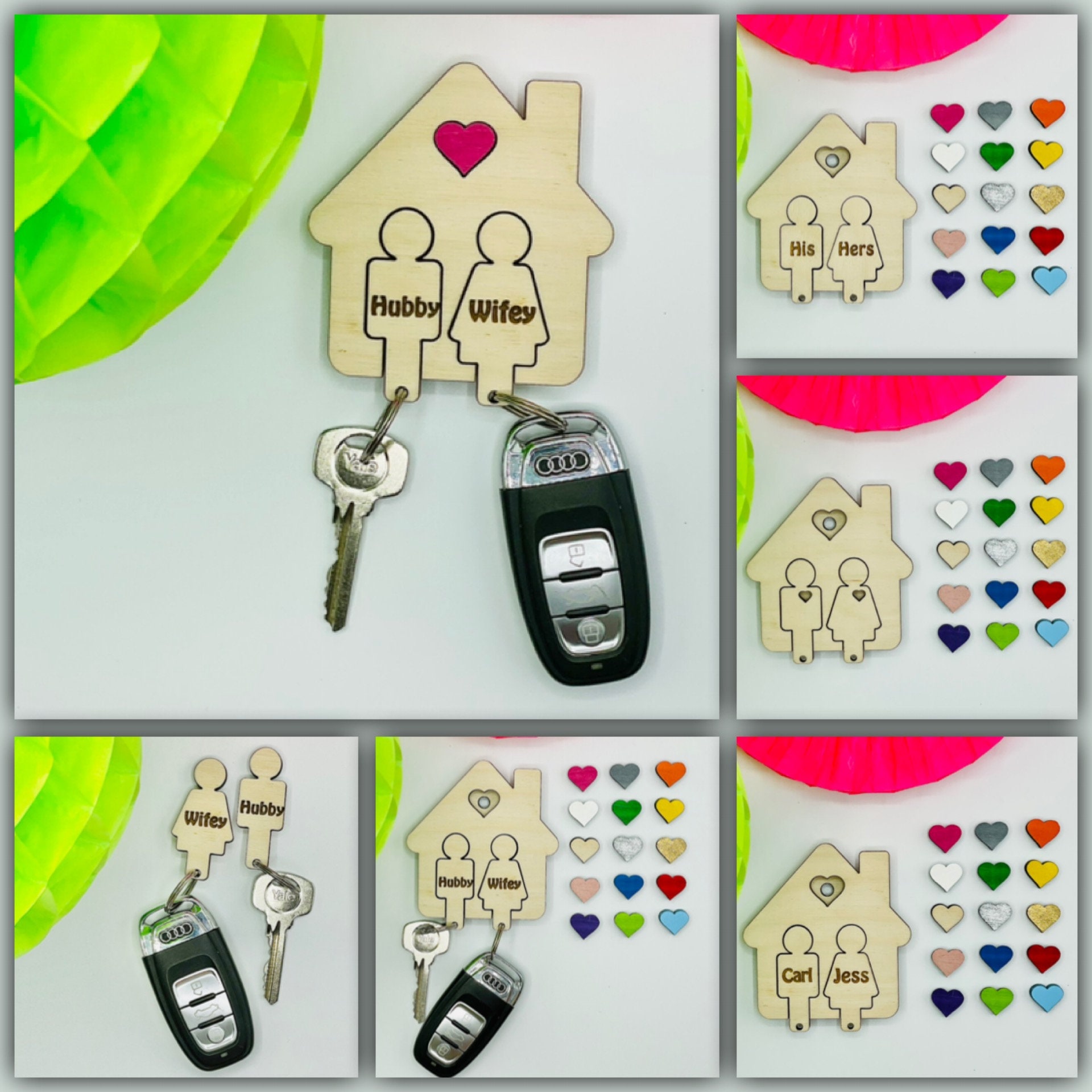 Personalised Keyring Holder Wooden Keyring House Etsy UK