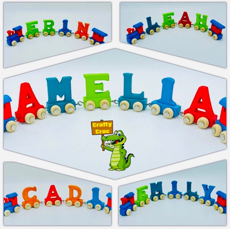 Your Name-Wooden Alphabet Personalised Name Train Letters Kids Childr…