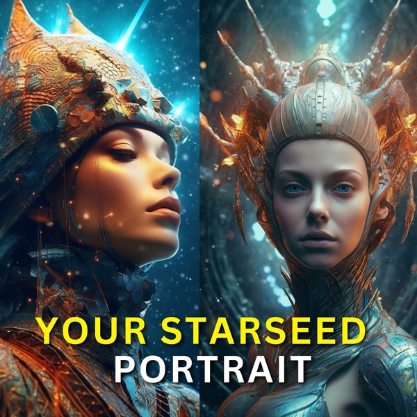 Starseed Portrait Astrology Birth Chart Reading - Quick Psychic Spiritual artwork based on Star Seed Natal Chart