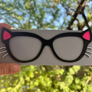 Black Ears and Whiskers - 3D Printed Glasses Toppers