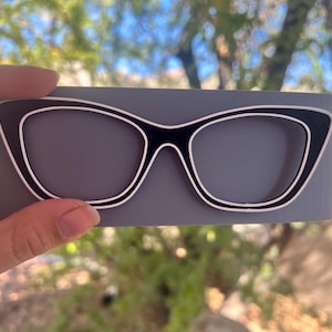 Outline Black Base White Outline - 3D Printed Glasses Toppers