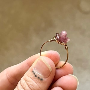 Pink Tourmaline Wire wrapped Ring | Tourmaline Ring In Copper | Heart Chakra | Handmade Ring | Size 10 mens womens tourmaline ring