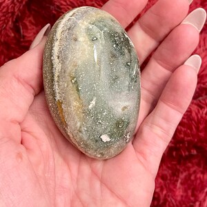 Unique Large Orbicular Ocean Jasper Palmstone | Orbicular Jasper Palm Stone | OCEAN JASPER PALMSTONE | Choose your Oj palmstone