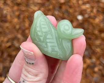 Green Aventurine Duck carving | Nice sized Green AVENTURINE abundance carving| Abundance Generator | Animal Totem | Heart chakra |