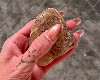Piedra de palma de ágata pulida con bandas grandes / pisapapeles natural