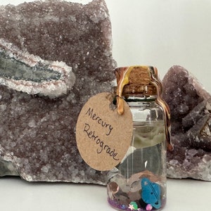 Mercury Retrograde Moonwater Protection Bottle | Assist in communications | Astro events | intention spell bottle | crystal bottle