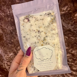 Schlaf auf einer Wolke Badesalz Bad einweichen Bad Tee | Aromatherapie Bad mit Lavendel Rose Kamille Melatonin Infundiertem Salz
